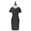 Vestido profissional de manga curta para mulheres, estilo fino de verão, adequado para trabalho de vendas em hotel, banco e seguradora, caimento justo, saia justa ao corpo