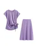 ZA Comercio Exterior 2025 Primavera Nuevo Estilo Europeo y Americano Moda Femenina Elegante Casual Suave Top Conjunto de Vestido Midi