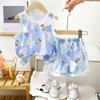 Conjunto de Colete Infantil Classe A Seda de Gelo Secagem Rápida Verão Shorts Finos de Alça Meninos e Meninas Bebê Esportivo Conjunto de Duas Peças