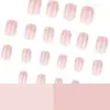 Uñas Portátiles Rosa Pastel Estilo Francés Sencillas, Uñas Postizas Cuadradas Cortas, Arte de Uñas Popular Transfronterizo, Uñas Falsas