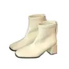 2026 Novo Salto Grosso de 6cm~ Bico Quadrado Francês Zíper nas Costas Botas Curtas Elegantes para o Trabalho Emagrecedoras Botas de Salto Grosso Emagrecedoras Femininas
