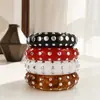 Pulseira de Resina com Rebites e Strass Mais Vendida Personalidade Feminina Estilo Punk Gradiente Âmbar Pulseira Aberta Redonda Anel