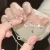Pulsera de Acero de Titanio con Eslabones Geométricos para Mujer, Pulsera de Doble Capa Versátil con Sentido de Diseño de Nicho, Joyería de Lujo Ligero Sin Color