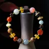 Novo Bracelete Original Âmbar Multi-Tesouro Estilo Chinês com Contas Cilíndricas, Madeira de Agar, Ágata Vermelha do Sul e Bracelete Estilo Nacional para Dropshipping