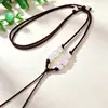 Colar de corda ajustável com contas de transferência de jade imitação, guirlanda, atacado, colar de corda de jade dourado e prateado, cordão, pingente de corda