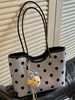 Bolsa Tote Grande de Bolinhas Color Block Shuai Mi para Mulheres, Novo Estilo de Verão Bolsa de Mão Relaxada, Bolsa de Ombro
