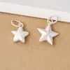 Colgante de pentagrama liso de plata pura 999 hecho a mano charm de estrella pulsera de cristal DIY accesorio de plata