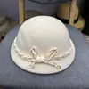 Nuevo Estilo Otoño e Invierno Sombrero de Lana Ecuestre con Lazo para Mujer, Gorra de Visera Moderna y Versátil, Pequeño y Elegante Sombrero Pequeño