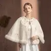 Xale Feminino Casaco de Lã Externo Forrado com Fleece Espessado Elegante Outono e Inverno Jaqueta Quente Gola Boneca Elegante Laço