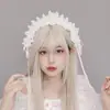 Diadema de Encaje con Lazo Hecha a Mano Estilo Japonés Pinza para el Cabello de Niña Lolita Suave Lindo Accesorio para el Cabello Bidimensional Adorno para el Cabello de Niña Linda