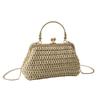 Bolso tejido a mano 2023, nuevo bolso de hombro de moda de color sólido, bolso cruzado de estilo occidental simple, bolso de paja