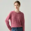 Suéter tejido de cachemira para mujer 2026 invierno nuevo cuello redondo grueso jersey de manga larga estilo suelto y relajado