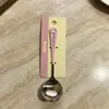 Colher redonda de aço inoxidável com padrão de desenho animado autêntico da Hello Kitty, fofa e portátil para uso doméstico e estudantes