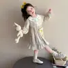 Vestido Bordado con Cuello Floral para Niña, Moda Nueva Primavera y Otoño 2026, Vestido de Princesa Elegante para Niña Pequeña