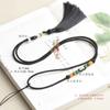 Cadena para Suéter Hecha a Mano Cuerda de Carga Alta Borla de Listón Morandi Lanyard Colgante Sólido Esmeralda Collar de Cristal de Cera de Abeja