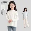 Little Fite Camada Base para Meninas Outono Inverno Médio e Grande Crianças Malha de Mistura de Liocel Camiseta de Manga Longa Roupa Íntima Infantil Top