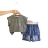 Conjunto de Verão para Meninos 2026 Novo Estiloso Estilo Bebê Verão Colete Fino e Shorts Conjunto de Duas Peças