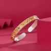 Pulseira de Prata Pura 9999 Esmaltada Dourada Elefante Ruyi Sutra do Coração Pulseira de Prata Esterlina como Presente para Sua Namorada