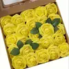Caixa de Presente Transfronteiriça Espuma Pe Rosa Flor Artificial com Haste 25 Flores Decorativas de Casamento Presente de Dia dos Namorados
