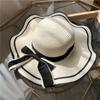 Sombrero de paja para mujer, sombrero de playa de verano, protector solar para la orilla del mar, pequeño y fresco, versión coreana que cubre la cara, viaje versátil, sombrero para el sol, sombrero con visera