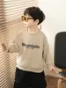 Moletom Infantil Estilo Primavera e Outono Camiseta de Manga Longa Infantil Camada Base para Meninos Mais Velhos Gola Redonda Roupas Infantis da Moda