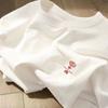 Camiseta de Algodón Puro para Mujer de Manga Corta Verano Estilo Coreano Blanco Holgada Cuello Redondo Tops de Estudiante Versátil Camiseta Básica Tendencia Ins