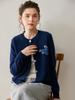 Nuevo Cardigan de Cachemira con Cuello Redondo para Otoño e Invierno 2025 para Mujer, Chaqueta Suéter Tejida Jacquard Color Arándano, Suéter Exterior Holgado