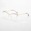 Gafas de moda con montura metálica y incrustaciones de diamantes para mujer, gafas personalizadas de tendencia, estilo europeo y americano, ojo de gato, anti luz azul, lentes planas