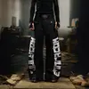 Calça Masculina de Comprimento Total Tendência Retro Patchwork Design Solto High-Street Jeans Reta Hip-Hop Transfronteiriço Estilo Americano