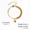 Brillo Amor Colgante Pequeño Cadena Soldada Empalmada Pulsera de Cadena Acero Inoxidable Chapado en Oro de 18K