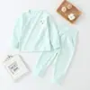 Roupa Íntima Infantil, Algodão Puro, Roupa de Casa para Meninas, Proteção da Barriga, Pijama Infantil de Cintura Alta para Primavera e Outono, Conjunto de Roupa de Outono para Bebê