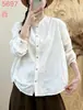 Colección de otoño 2026: Camisa de mujer de manga larga con bordado floral 3D, una camisa nueva casual y dulce estilo bosque