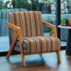Silla Richard Estilo Chino Sofá Individual para Sala de Estar Silla de Sofá de Diseñador Balcón Retro Francés Ocio Silla de Sofá de Madera Maciza