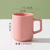 Taza de Cerámica Creativa y Sencilla, Vaso de Agua Redondo con Asa, Taza de Té para Habitación de Hotel, Taza de Regalo, Taza de Café, Taza de Té con Leche