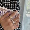 Anillo de plata de ley 925 estilo europeo y americano, estilo frío, irregular, convexo, cara ancha, anillo de mujer, anillo de alta calidad