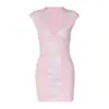 Blusa de gola V de manga três quartos, cor sólida, estilo de rua retrô americano, corte justo, atacado de roupas femininas primavera/verão