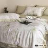 Colcha de verão leve de luxo dupla face Tencel Conjunto de quatro peças 100% Lyocell Colcha impressa com ar condicionado Colcha lavável à máquina Colcha fina de verão