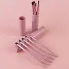 5 Brochas para Sombras de Ojos, Brochas de Maquillaje, Cubo de Almacenamiento con Cerdas Suaves, Set de Brochas de Belleza Portátil para Viaje, Suministros de Belleza Brocha Correctora