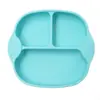 Plato de Cena de Silicona Nuevo Producto Transfronterizo Ardilla Ciervo Sika Vajilla Infantil Cuadrado Engrosado Tres Compartimentos Plato de Cena Infantil de Silicona