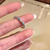Anel de Pérola Flor Azul Design de Nicho Feminino Toque de Luxo Anel para Dedo Indicador Único Empilhável Anel Muito Bonito