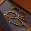 Novo Cordão de Pingente Xizang Tecido à Mão em Estilo Chinês, Cordão de Colar Thangka do Deus da Riqueza de Cinco Vias, Cordão para Pendurar Contas Dzi, Fecho de Algodão Torcido à Mão