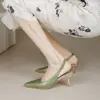 899 Fuxing Sandalias de Tacón Alto de Punta Fina para Mujer, Colección Primavera/Verano 2025, Nuevo Estilo Chino Nacional, Vestido Cheongsam, Espalda Descubierta