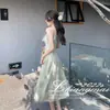 Vestido Longo de Verão Novo Estilo Coreano com Alça Estampa Floral de Fada com Babados Sem Mangas Vestido de Temperamento