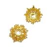 Espaciador de tapa con soporte de flor de circonita con microincrustaciones de oro de 14 quilates que conserva el color, cuentas de flores de tres lados, accesorios de pulsera de cristal hechos a mano para bricolaje