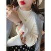 Nuevo 2024 de alta calidad cuello semi-alto afelpado acolchado para mujer otoño e invierno una pieza de terciopelo camiseta básica con suéter de estilo extranjero