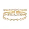Pulseira de Zircônia de Três Fileiras para Casamento de Moda Transfronteiriça Estilo de Luxo Acessível Popular Europeu e Americano Pulseira Aberta com Strass em Várias Camadas