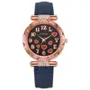 Conjunto de Joias Versátil Novo para Mulheres com Múltiplas Peças, Mostrador Cravejado com Diamantes, Pulseira de Couro, Relógio de Quartzo, Pulseira de Pérolas, Relógio de Pulso de Quartzo