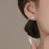 Pendientes de Aguja de Plata 999 para Mujer, Nuevo Estilo Chino, Pendientes de Riqueza Rápida, Tachuelas de Rosca, Joyería de Plata Pura para Perforación de Oreja