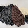 Pantalones Casuales Infantiles Mabao 2026 Otoño Nuevo Estilo Coreano Pantalones de Pierna Ancha Rayados Elegantes para Niños Pantalones Sueltos para Bebé