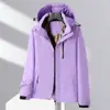 Chaqueta Cálida para Pareja al Aire Libre con Gorro Desmontable Impermeable Cortavientos Traje de Montañismo para Adolescente Parte Superior de una Sola Capa
